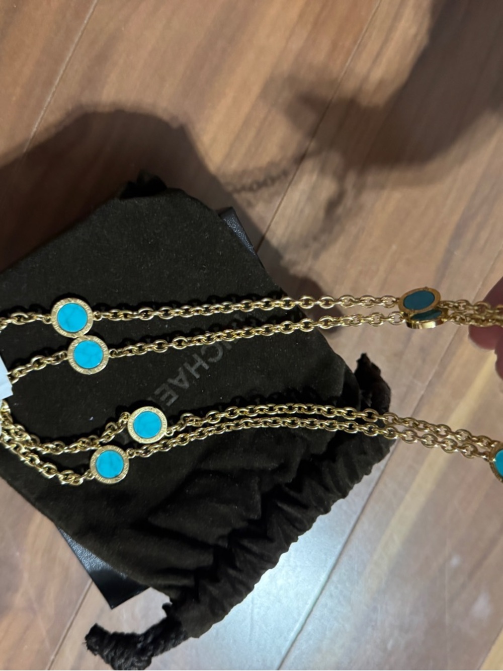 Michael Kors Gold-Tone Necklace with Turquoise Discs - Picture 2 of 2